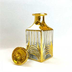 Luxury Real Gold Decorative Vintage Empty Perfume Bottle Dubai High Quality Essential Oil Glass
