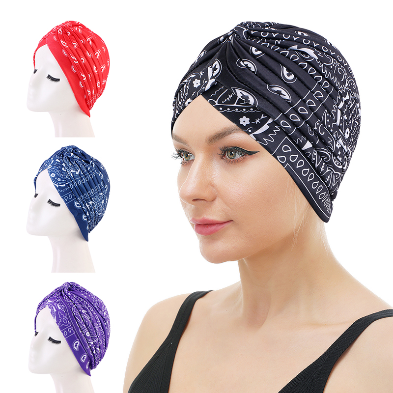 Wholesale High Quality ladies turbans Manufacturer –  JDT-412B Paisley pattern ruffle turban – GATHERTOP