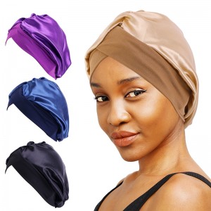 Wholesale High Quality Silk Bonnets Factory –  JD-2001T Satin turban bonnet stretchy band sleeping cap – GATHERTOP