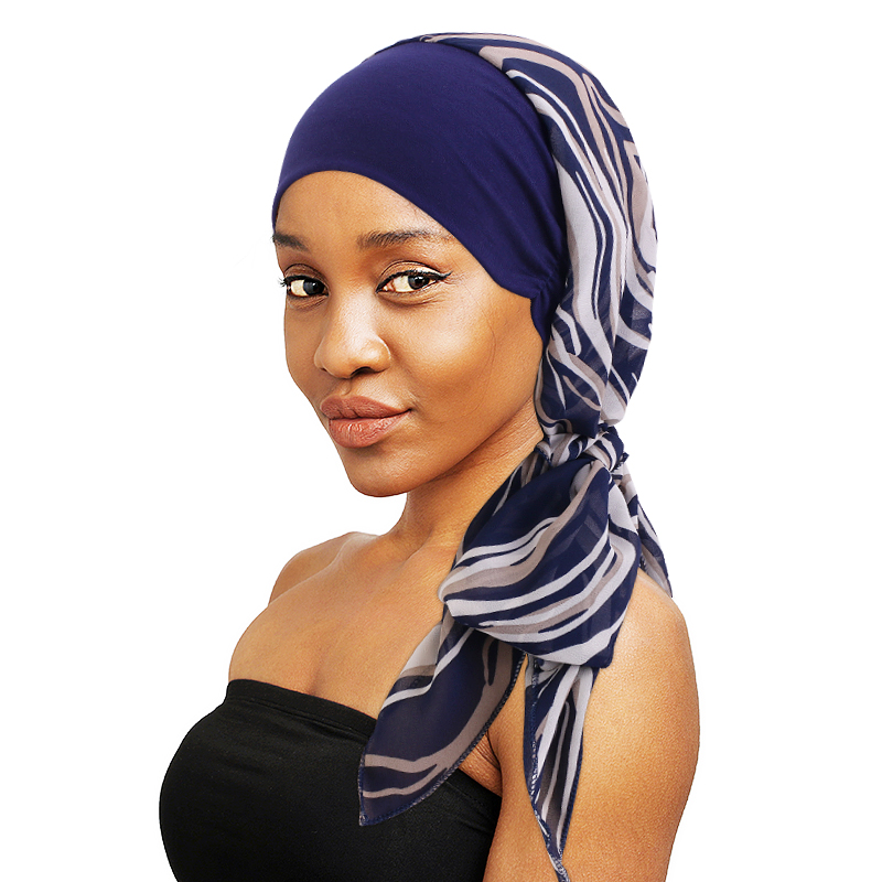 TJM-456 Stretchy band chiffon turban head wrap headscarf