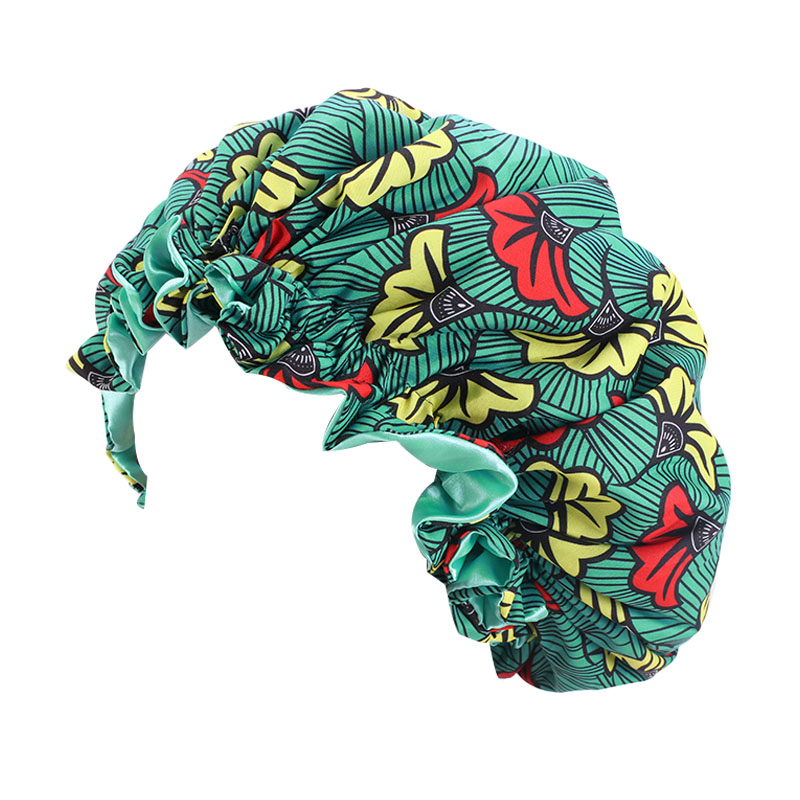 Satin lined turban bonnets with african pattern  TJM-443