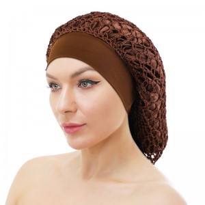 Wholesale High Quality Baby Bonnet Manufacturer –  TJM-400 Crochet hair snood satin bonnet – GATHERTOP