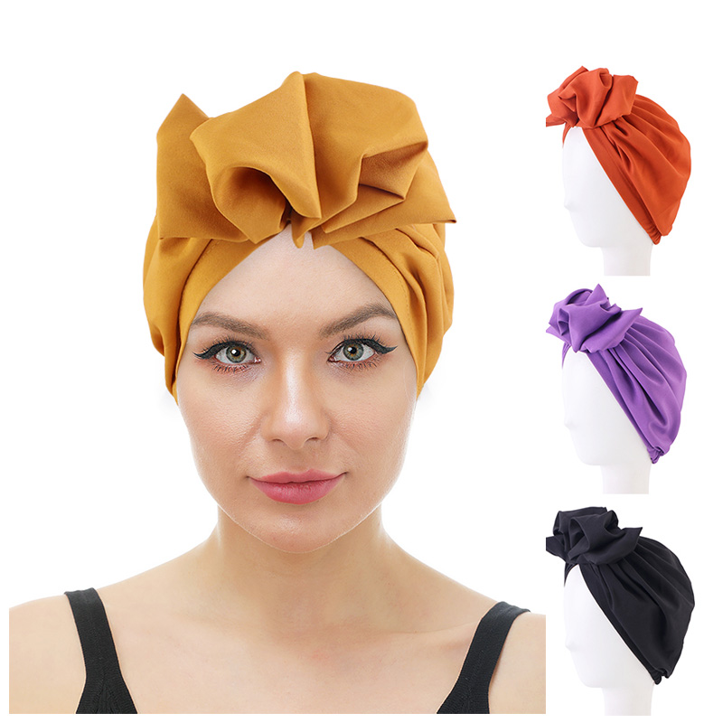 Best velvet turban Supplier –  JDT-52 Flower turban head wrap for women – GATHERTOP