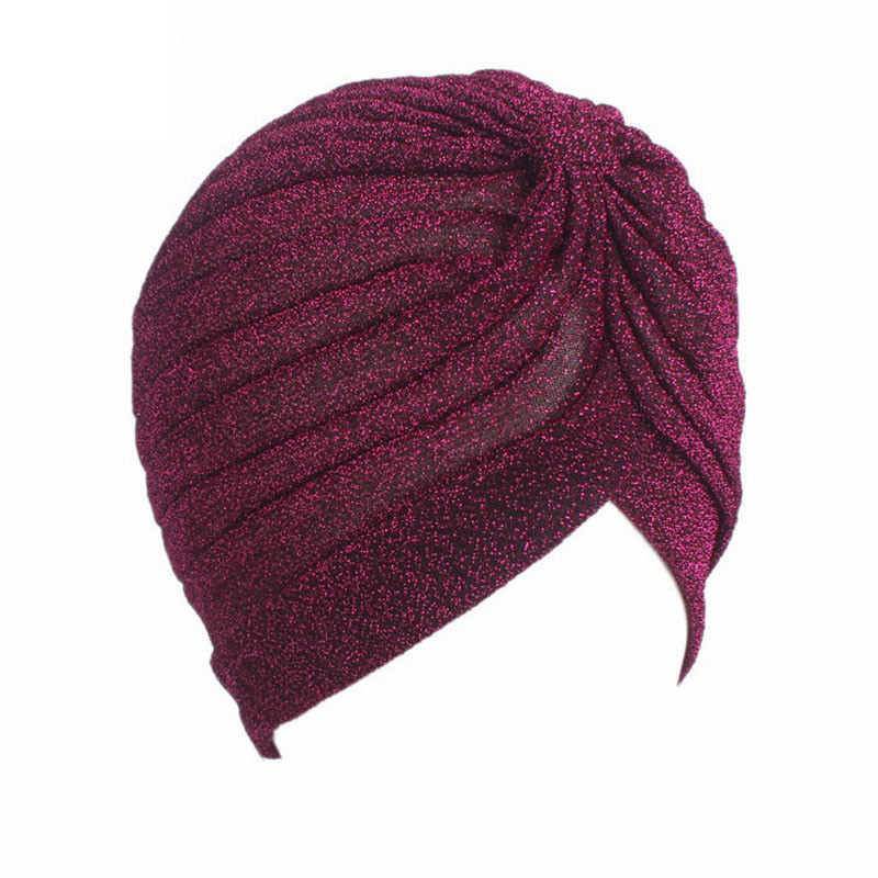 Wholesale High Quality turban cancer Manufacturer –  TJM-28 Shinny ruffle turban head wrap – GATHERTOP detail pictures