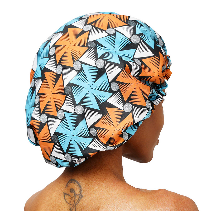 Adjustable Satin linned bonnet african pattern  TJM-256C-1