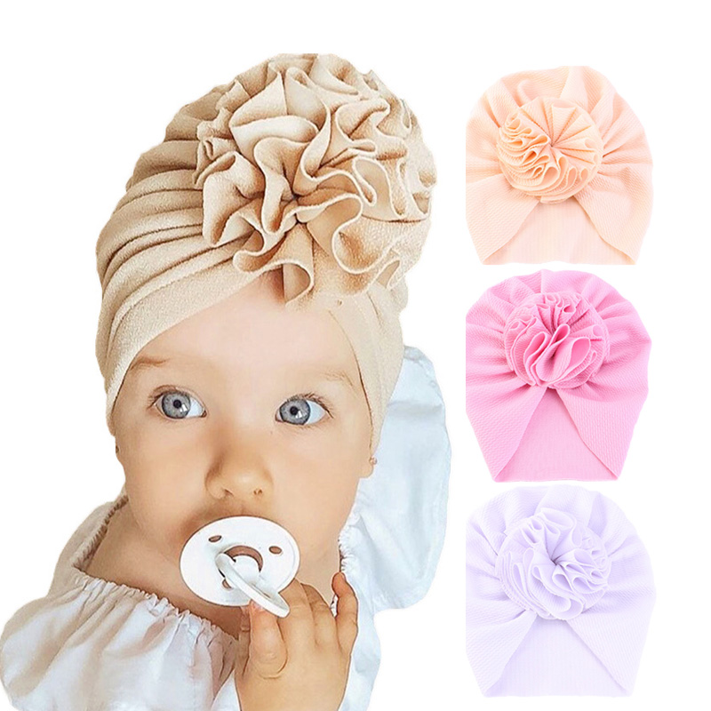 Kids flower turban headband baby beanie K-01A