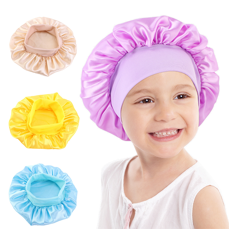 Wholesale High Quality Logo Bonnet Factory –  Kids wide band satin bonnet cap K-21 – GATHERTOP