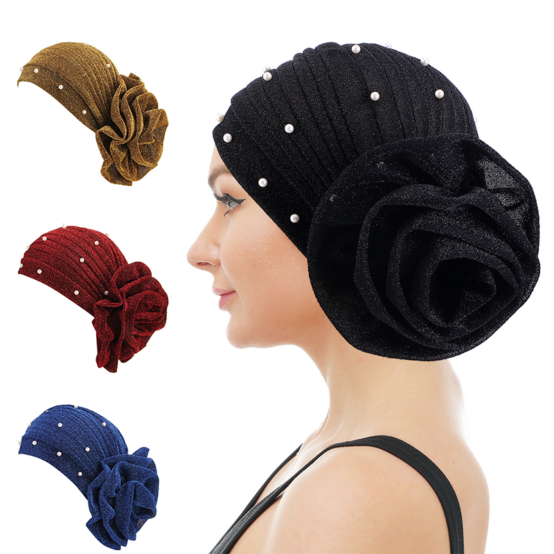 Wholesale High Quality swimming turban Factories –  Beaded flower turban head wrap TJM-322A – GATHERTOP