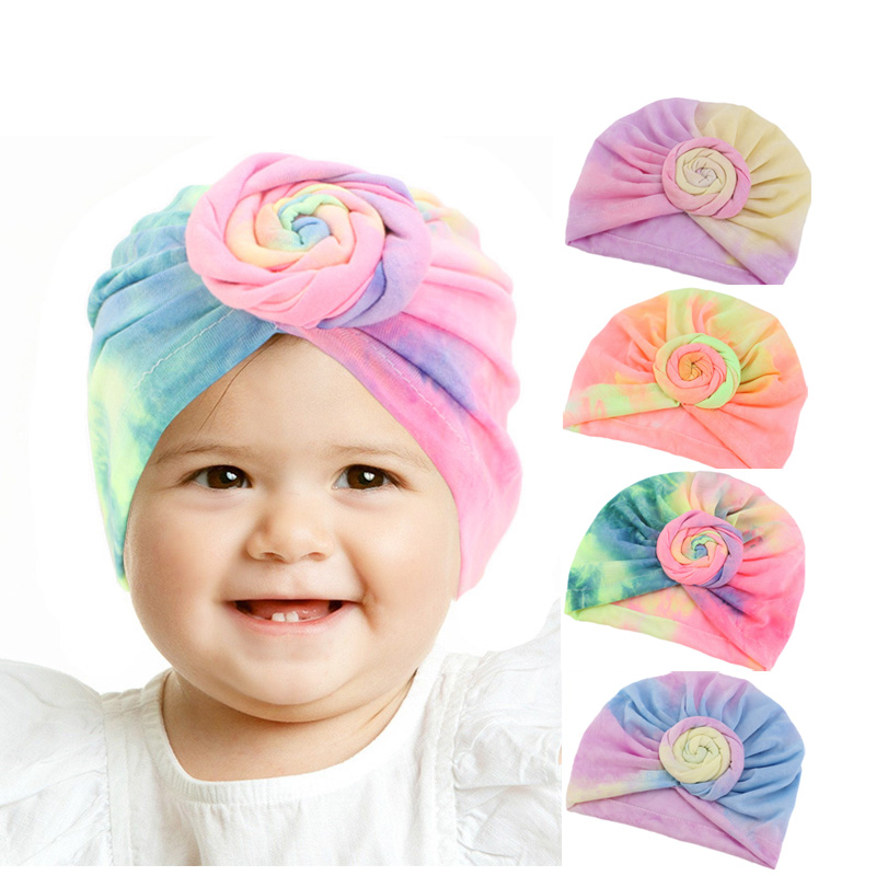 Baby colorful turban cap headwrap kids flower hat K-19