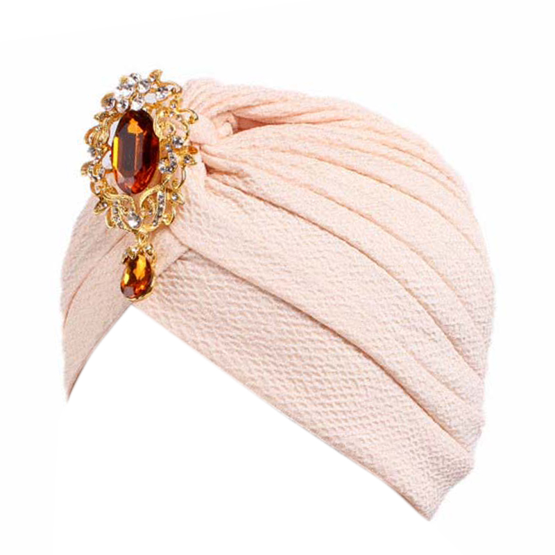 Ruffle turban with brooch pendant TJM-30B