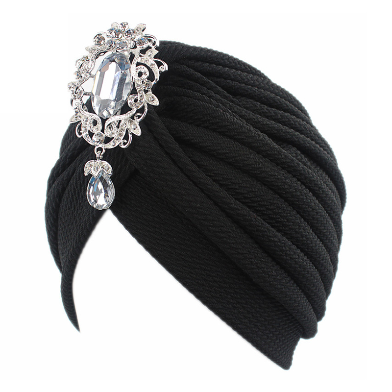 Ruffle turban with brooch pendant TJM-30B