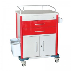 Movable Hospital Plastic Medical Crash Cart with Drawers Emergency Cart