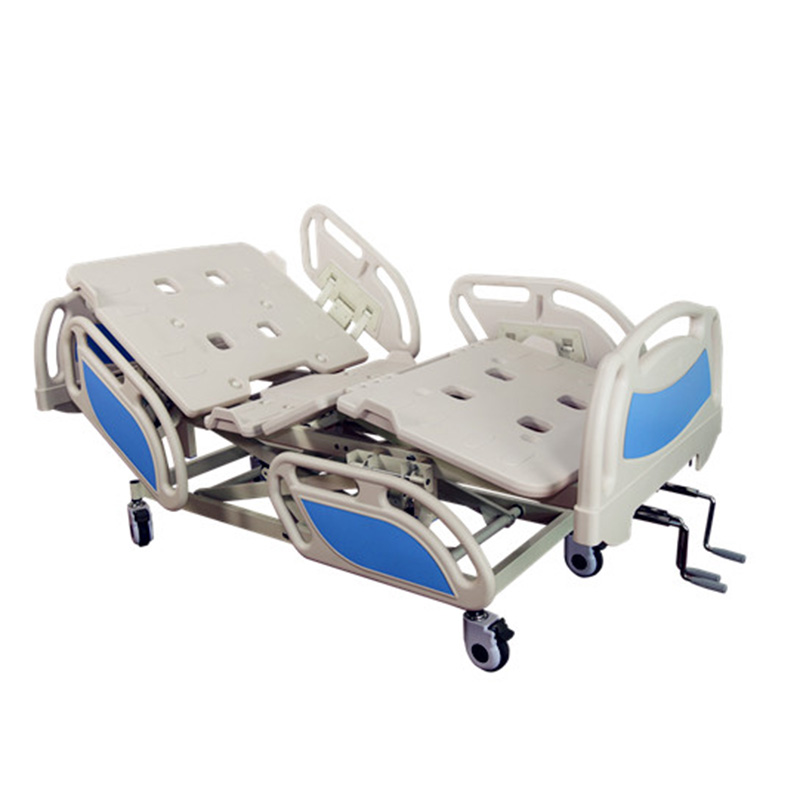 OEM/ODM Factory Automatic Patient Bed - 3 Cranks 4 Sections Manual Medical Bed with ABS Side Rail on Casters –