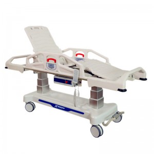 Electric Patient Transfer Trolley with Handle and Side Rail and Easy-to-steer Fifth Wheel System
