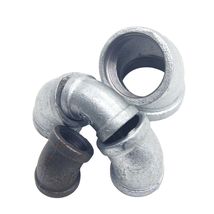 Elbows Equal Female Malleable Iron Pipe Fittings with 45 Degree Connector for Water Gas Connection
