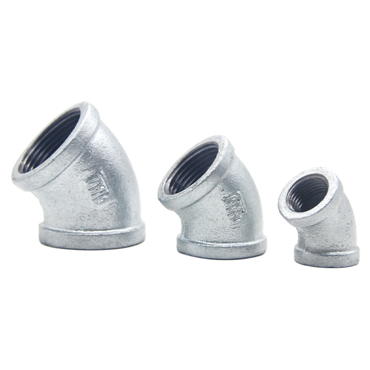 JINMAI Factory Price Galvanized 45 Degree Elbow Cast Malleable Iron Pipe Plumbing Fittings