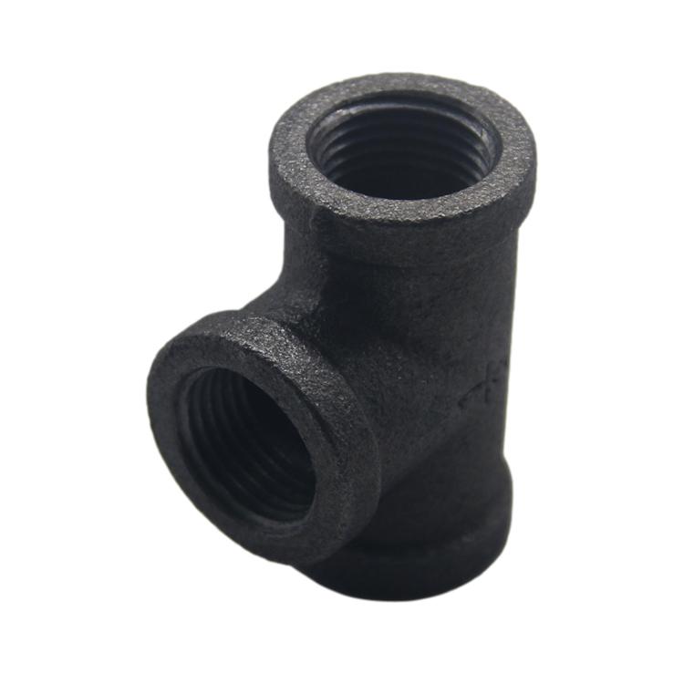 Black 90 Degree Tee 1/2 Inch Malleable Iron Pipe Fittings GI Tee Equal in Beaded with Female Threads