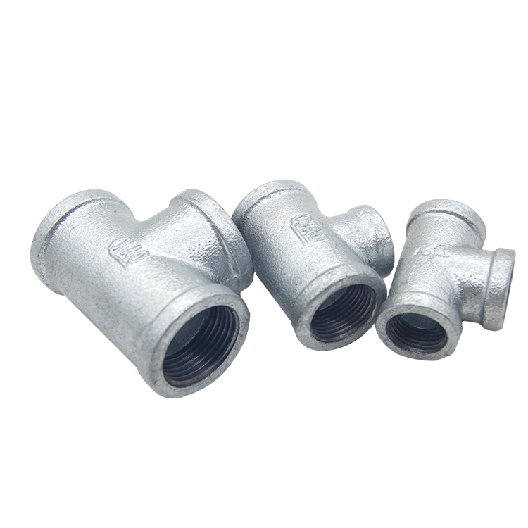 Malleable Iron Pipe Fittings 90 Equal Female Tee in Banded or Beaded of BS NPT DIN Thread for Fire Fighting System