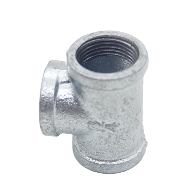 90 Degree Galvanized Female Tee in Malleable Iron Pipe Fitting cast Iron Pipe Connector with the size of 3/4 Inch