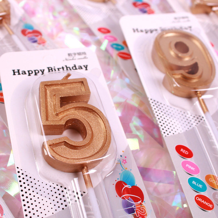 Factory Supply Paraffin Wax Gold Letters Happy Birthday Candle - Wholesale gold digital birthday cake candles – Seawell