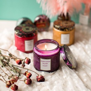 3.2 oz small glass jar coconut wax candles with metal lid