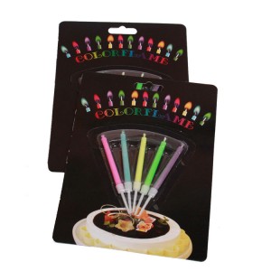 Birthday Happy Party Candles with Colorful Flame with Plastic Holders Non Toxic & Water Soluble for Party Celebration