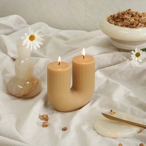 Large size U Shaped Candle Aesthetic Ribbed Candles for Wedding party home decoration