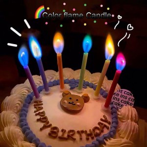 Birthday Happy Party Candles with Colorful Flame with Plastic Holders Non Toxic & Water Soluble for Party Celebration