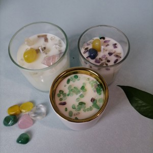 Healing Candles with Crystal stone Inside Spiral Aromatherapy Soy Candles with Manifestation Affirmation Meditation Relaxation