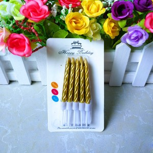 Supply high quality gold silver spiral birthday cake candle for decoration