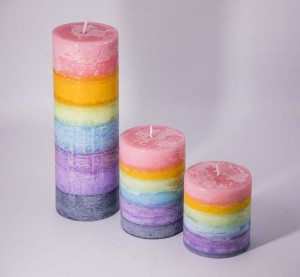 color rainbow aroma scented big size large pillar candle for home decor