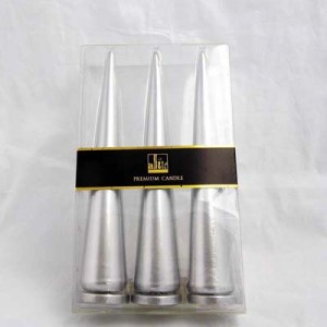 2023 New Style Candle Factory Paraffin Wax Silver and Red Metallic Unscented Art Tapered Stick pyramid Candles