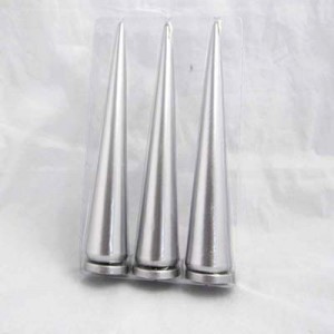 2023 New Style Candle Factory Paraffin Wax Silver and Red Metallic Unscented Art Tapered Stick pyramid Candles