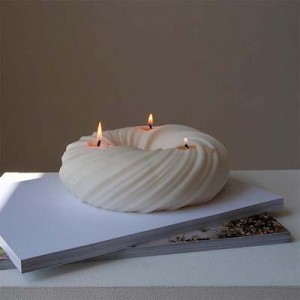 Circle Round Creative aesthetic carve3 wicks ribbed shape candles for home decor wedding party gift