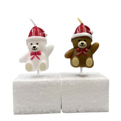 Super Lowest Price Birthday Candle Cor Cake Topper - Ins Christmas Gift Creative 3D Mold White and Brown Teddy Bear Shape Cake Candles – Seawell