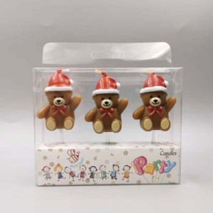 Ins Christmas Gift Creative 3D Mold White and Brown Teddy Bear Shape Cake Candles