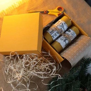 hand rolled beeswax pillar candle gift set for home decor