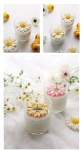 Daisy flower decoration scented glass jar candle for lover