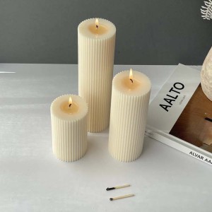 Ribbed shape pillar candle for wedding party home decoration