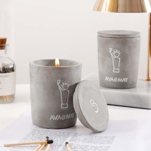 2023 new design scented soy wax candle in cement jar with lid for home decor