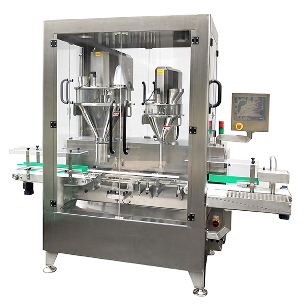 7Automatic Powder Can Filling Machine    (1 line 2fillers) Model SPCF-W12-D135