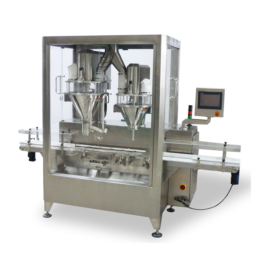 Wholesale Nutrition Powder Can Filling Machine - Automatic Powder Can Filling Machine (1 line 2fillers) Model SPCF-W12-D135 – Shipu Machinery