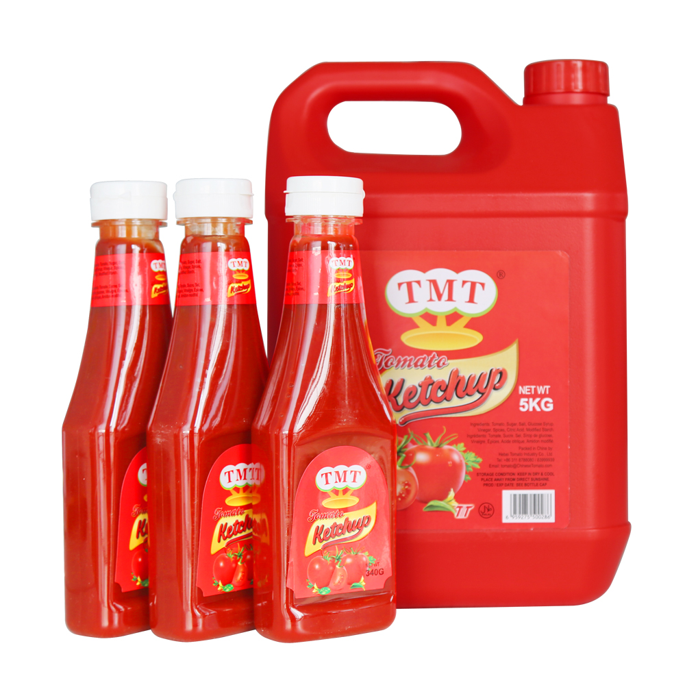 wholesale ketchup plastic bottle ketchup 340gram and 5kg specification tomato sauce
