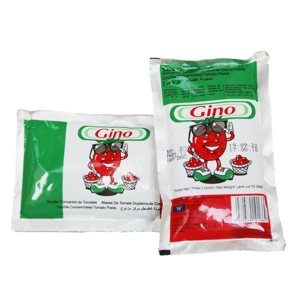 Factory high quality tomato paste bag Flat or Stand up Sachet 70g tomato paste in pouch