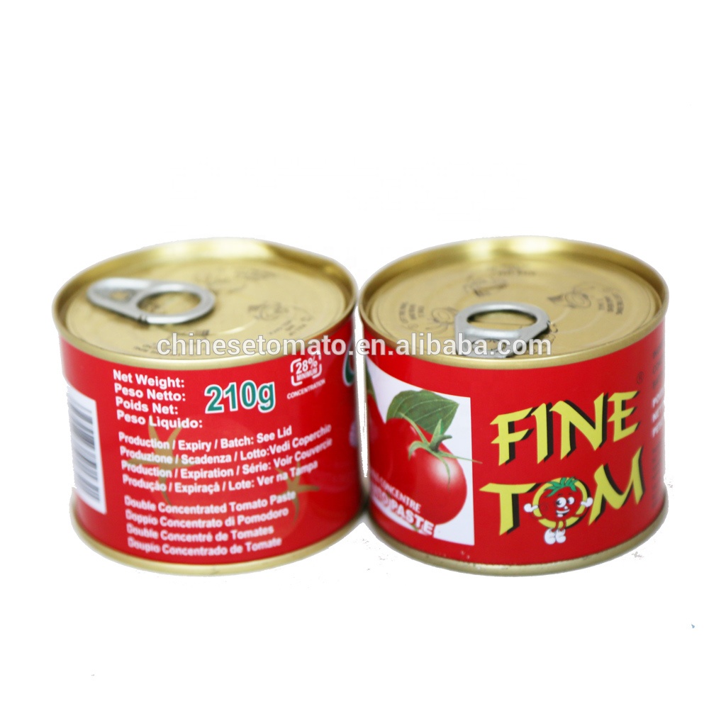 210g  Certified Caned Packaging Easy Open Organic Tomato Paste For Europe