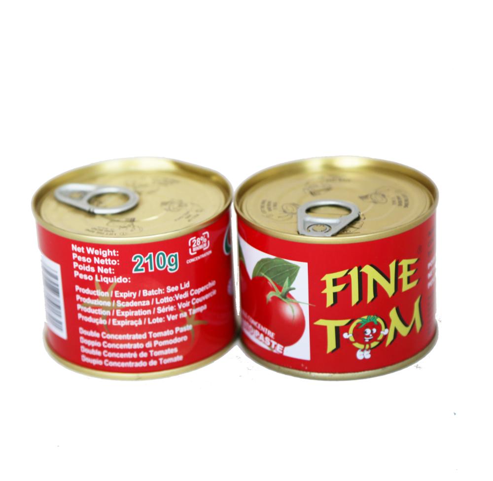 210g Tin Packing 28-30% Pure Tomato Paste Canned Food Pasta