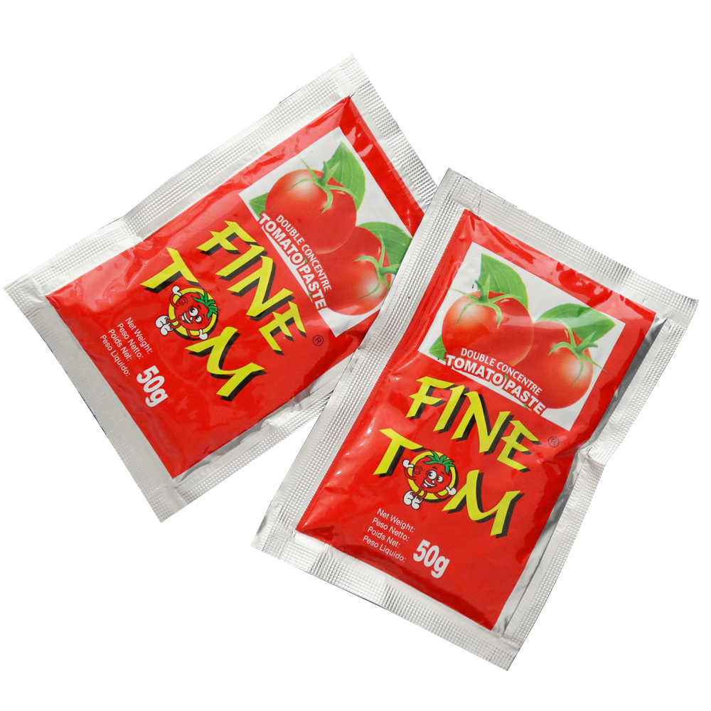 cheap factory 22-24% concentration Tomato paste factory Flat Stand 50g 70g Sachet Tomato Paste