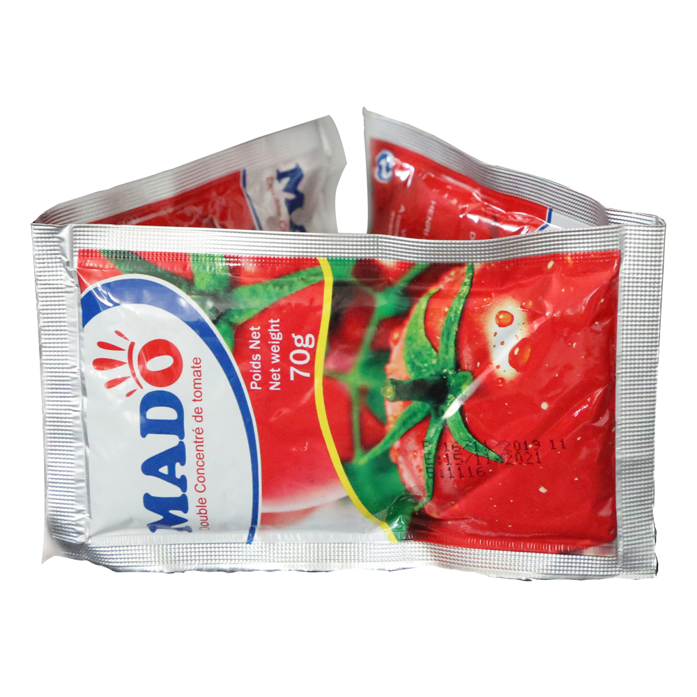 Sachet Tomato Paste Standing Packing 70g Tomato Paste in Pouch to Yemen