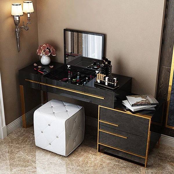 YF-T5 Modern Bedroom Makeup Table and Cushioned Stool Set Featured Image