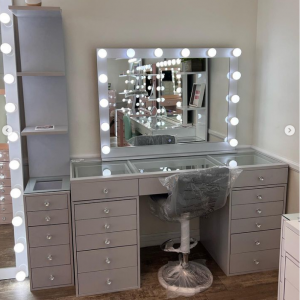Nordic bedroom dresser storage cabinet with LED mirror and drawer makeup accessories vanity dressing table